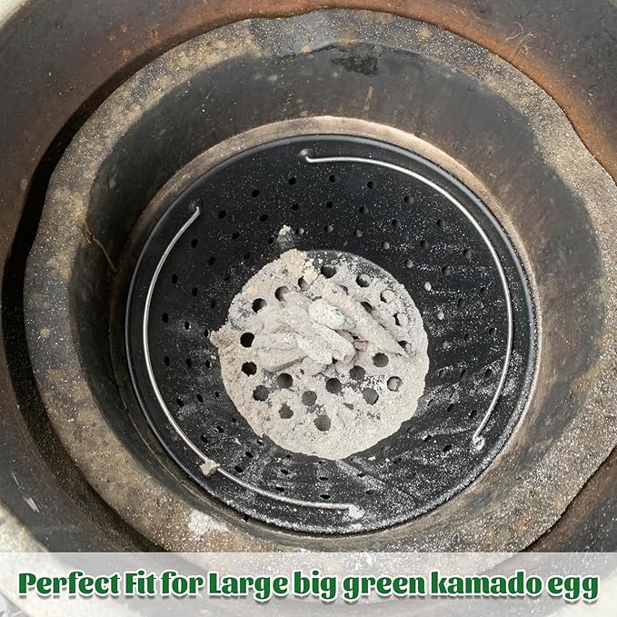KAMaster Carbon Steel Charcoal Basket Fire Bowl for Large Big Green Egg,Ash Basket for Large Kamado Grill Accessories Fire Box Bowls Ash Basket,Kamado Grill Joe Classic and Other Similar Grills