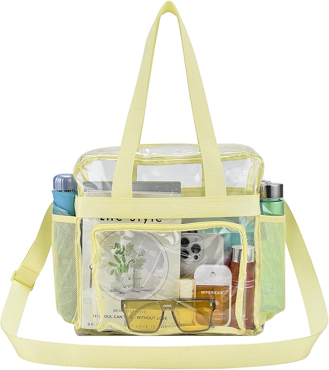 USPECLARE Clear Tote Stadium Approved, Security Travel & Gym Clear Bag for Work Sports Games Concerts