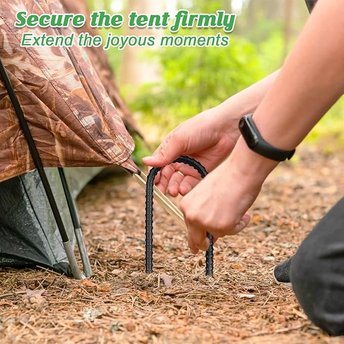 Gtongoko Trampolines Wind Stakes 12 Pack 12 Inch,Heavy Duty U Shaped Rebar Tent Stakes Ground Anchors Galvanized Steel Safety Trampoline Anchors for Camping Tents, Soccer Goals