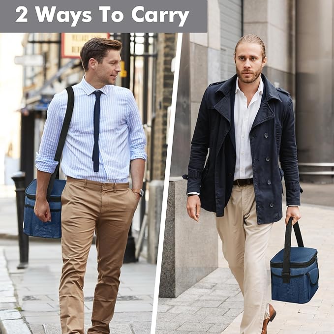 Tirrinia Insulated Lunch Box for Women Men, Leakproof Reusable Lunch Bag Containers for Adult,Working,Office,Lunch Soft Cooler Bag Tote for Picnic Hiking Beach,Dark Blue