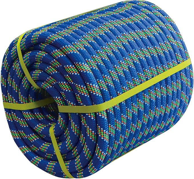 Double Braided Arborist Rope - 3/4 Inch x 200 Feet - High Strength Polyester Outdoor Rope for Tree Work, Nautical, Halyard, Sailing (Blue)
