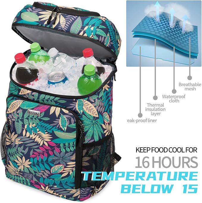 BAGLHER Lightweight Insulated Cooler Backpack - 30 Cans, Leak-Proof for Lunch, Picnic, Hiking, Camping Trips