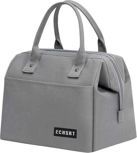 ECHSRT Large Insulated Lunch Bag for Women Men Leakproof Cooler Lunch Tote Bags for Work Travel Adult Thermal Lunchbox for Office -10L Grey