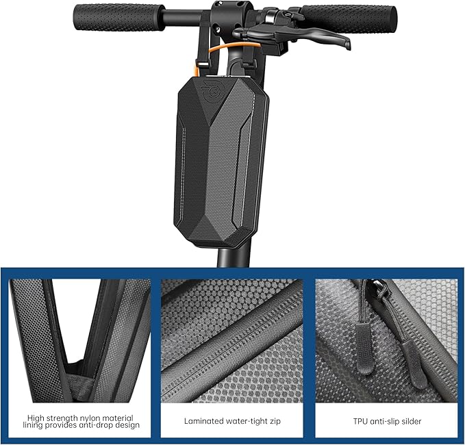 Hiboy Scooter Storage Bag, 3L/4L Large Capacity Scooter Handlebar Bag, Front Hanging Bag for Electric Scooter/Electric Bike, for Carrying Chargers, Phone, Keys with Waterproof Hardshell EVA Material