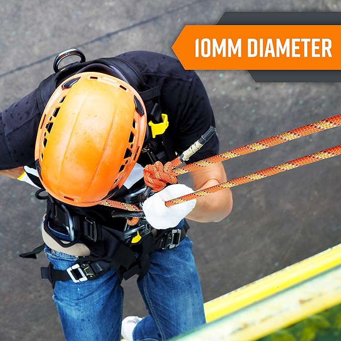 Nice C Climbing Rope, Rescue Rope, Construction Rope, Rock Climbing Rope, Static 10mm 32ft/64ft/96ft/160ft/230ft/500ft/985ft/1000ft with Carry Bag (Orange, 30M(96ft))