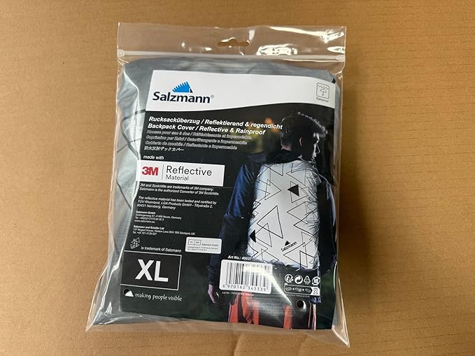 Salzmann Reflective Backpack Cover | High Visibility, Waterproof & Weatherproof | Ideal for Cycling, Running & Hiking | Made with 3M Scotchlite