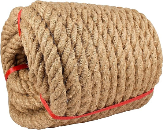 Manila Rope1-1/4in x 50ft,Natural Hemp Thick Rope,Large Decorative Nautical Rope,Twisted Manila Ropes Great for Gardening,Railings,Hammock