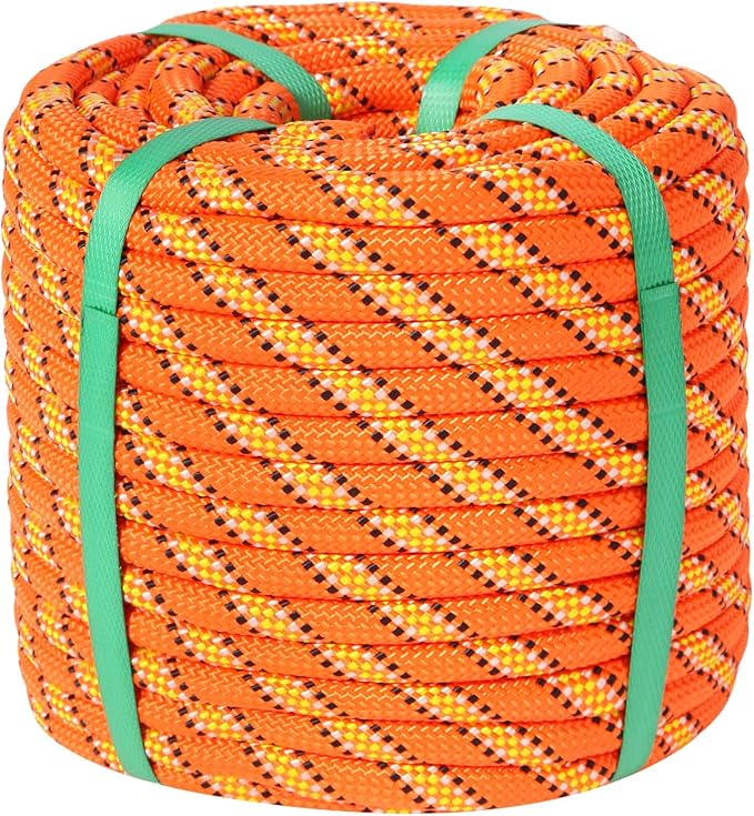 Arborist Rope Climbing Rope Swing for Tree(1/2in x 100ft) Logging Rope 48 Strands for Pull, Swing, Knot (Orange)
