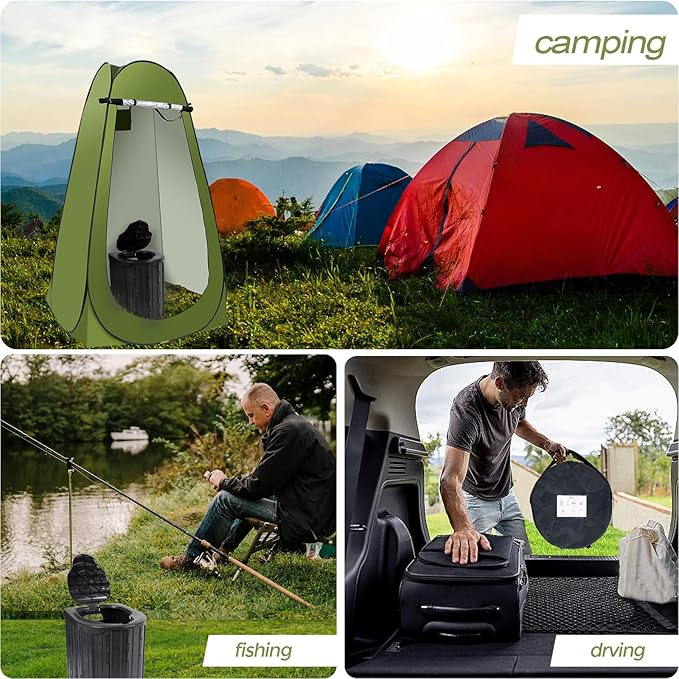 Camping Toilet Kit with Pop Up Privacy Tent, X Large Portable Folding Toilet Potty for Adults, Outdoor Camp Shower Tents,Changing Room with Carry Bag