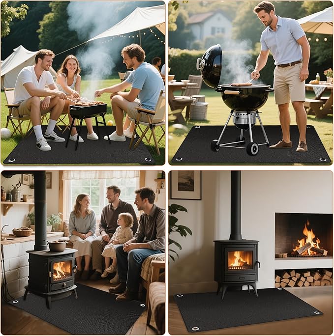 Thickened Grill Mat for Outdoor Grill, Double Sided Fireproof BBQ Mats, Outdoor Grill Deck Protector, Fire Pit Pad for Grilling to Protect The Deck, Patio, Pavers - 1mm (65 x 45 x 0.04 Inch)
