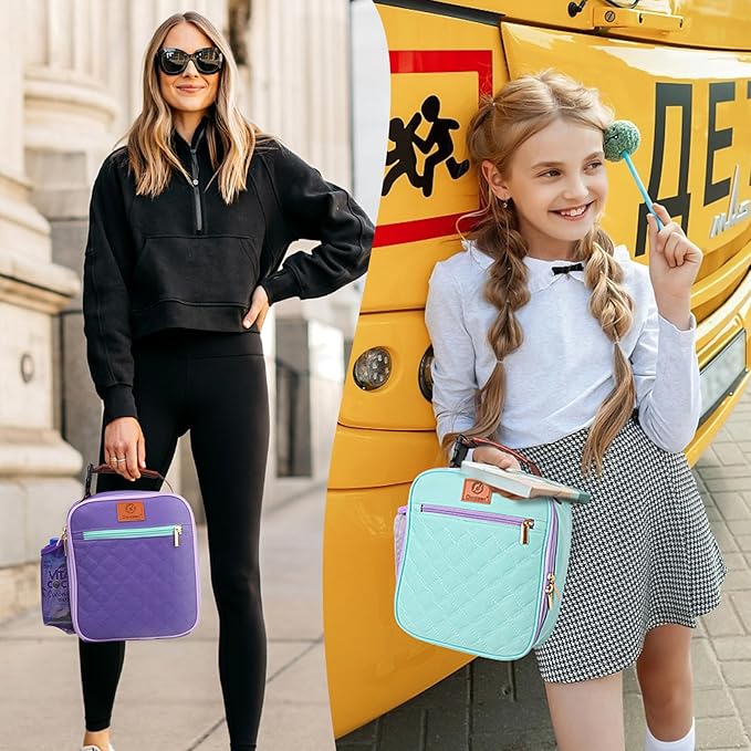 Lunch Box Reusable Lunch Bag for Men Women Kids Adults,Insulated Lunch Bag Waterproof LunchBox Cooler,Small LunchBox With Side Pockets for Work Office School Travel Picnic-Light Green