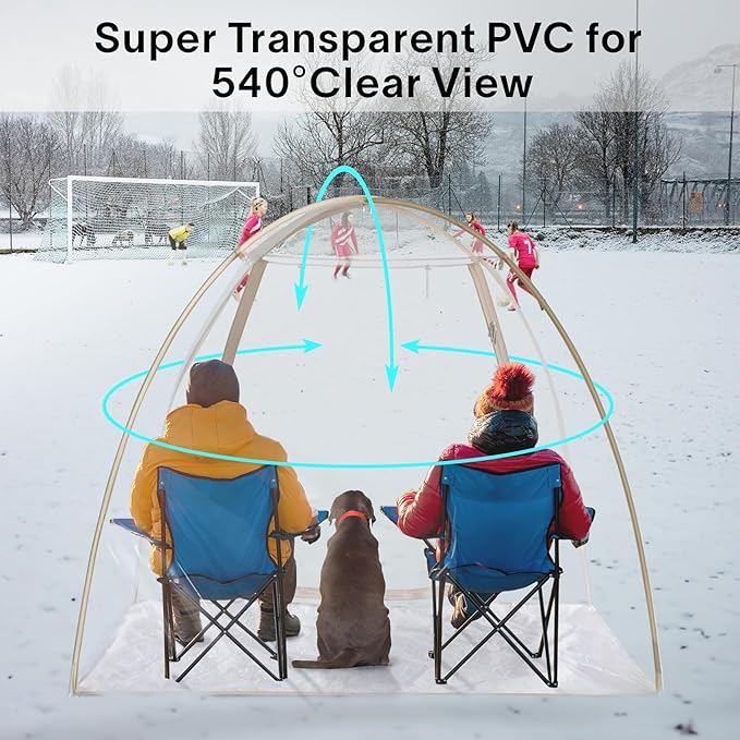 Pop-Up Sports Tent, Transparent Bubble Tent, Weatherproof Igloo Tent, Clear Tent for Winter Sports, Cold Weather Tent