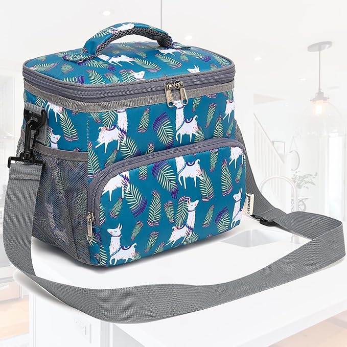 Insulated Lunch Bag for Adult/Women/Men, Reusable Large Lunch Box Cooler Soft Leakproof Tote, Thermal Meal Prep Lunch Pail with Adjustable Shoulder Strap for School/Travel/Office, Alpaca