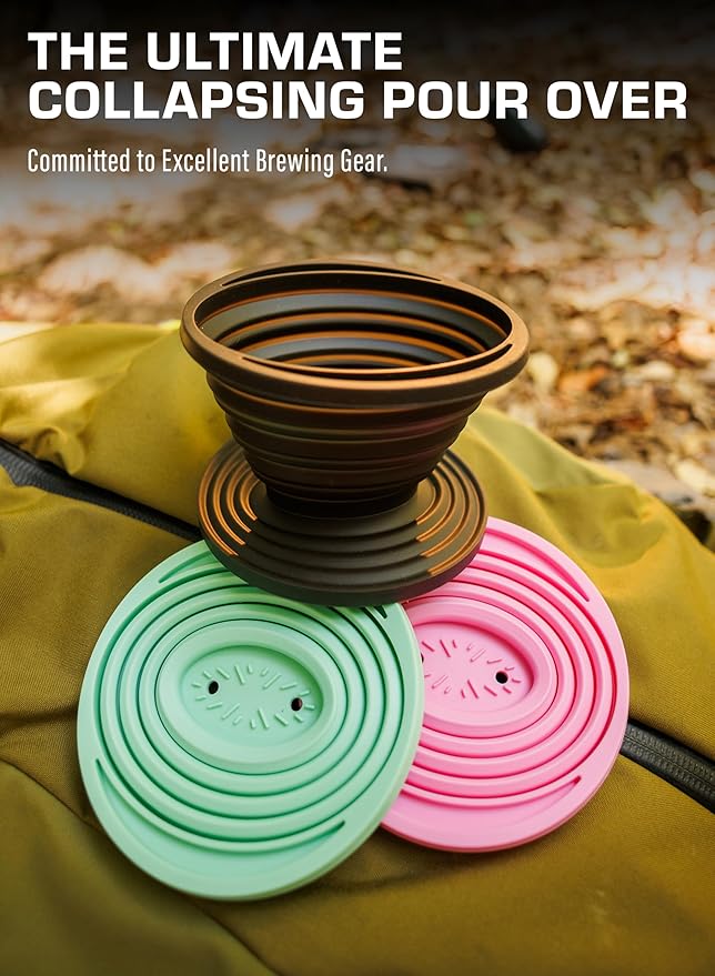 COLETTI Sierra Pour Over Coffee Dripper — Collapsible Pour Over Coffee Dripper — Includes Pack of Paper Filters [Black, Pack of 1]