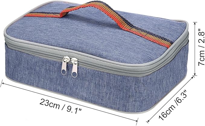 PATIKIL 9"x6"x3" Insulated Lunch Bags, Portable Food Containers Bag Flat Bento Bags Reusable Thermal Lunch Pail for Men and Women, Blue