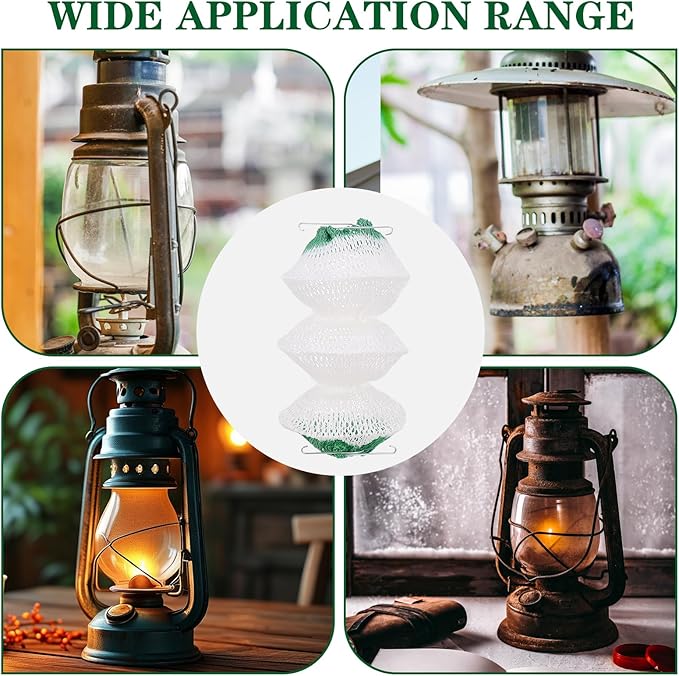 6 Pack Lantern Mantles 3-Layer Propane Gas Lamp Mantles with 2 Install Clip Accordion Shape for Outdoor Camping Lights