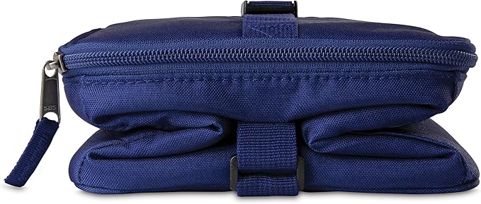 PackIt Freezable Essential Cooler, True Blue, Built with ECOFREEZE Technology, Fully Freezable, Collapsible, Reusable, With Adjustable Crossbody Strap, Top Clip Handle, Designed for Fresh Office