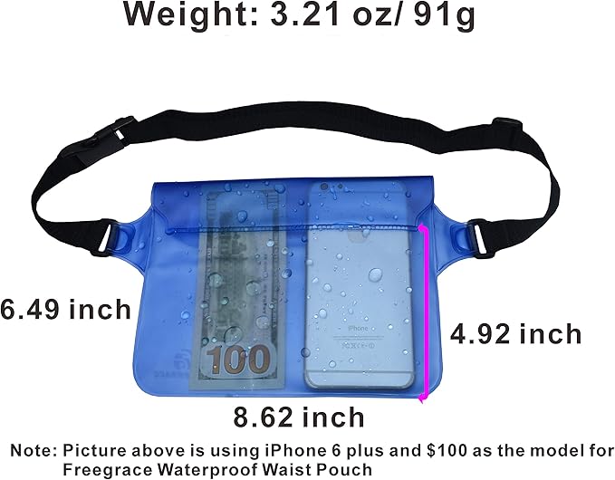 Waterproof Pouches with Waist Strap / Pouch Case Bundle Set- Keep Your Phone & Valuables Dry and Safe - Waterproof Dry Bags for Boating Swimming Snorkeling Kayaking Beach Water Parks Pool