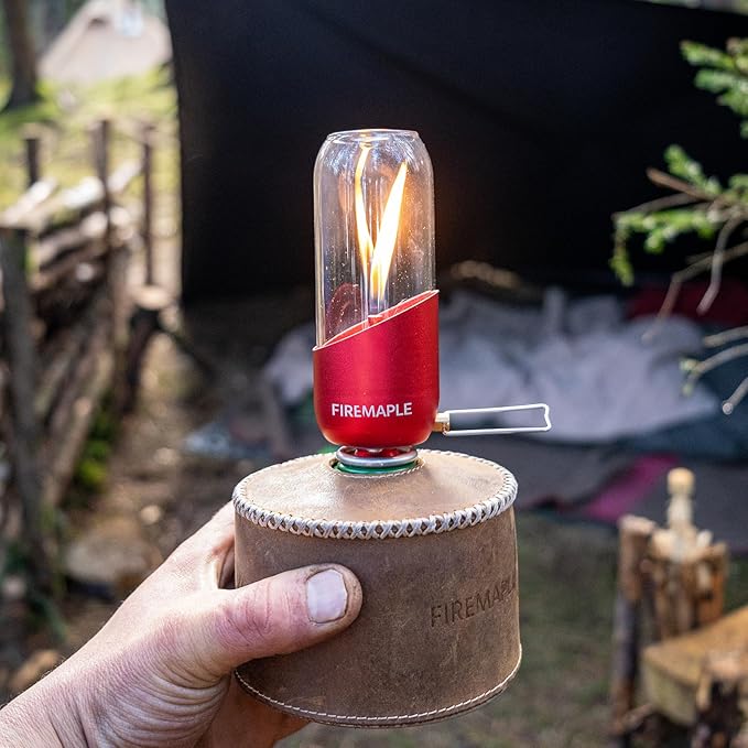 Fire-Maple Orange Camping Lantern Glass, Steel & Aluminum | Propane or Isobutane Fuel Canister Beautiful Lights | NO Mantles Needed | Propane Lanterns for Camping, Emergency Essential