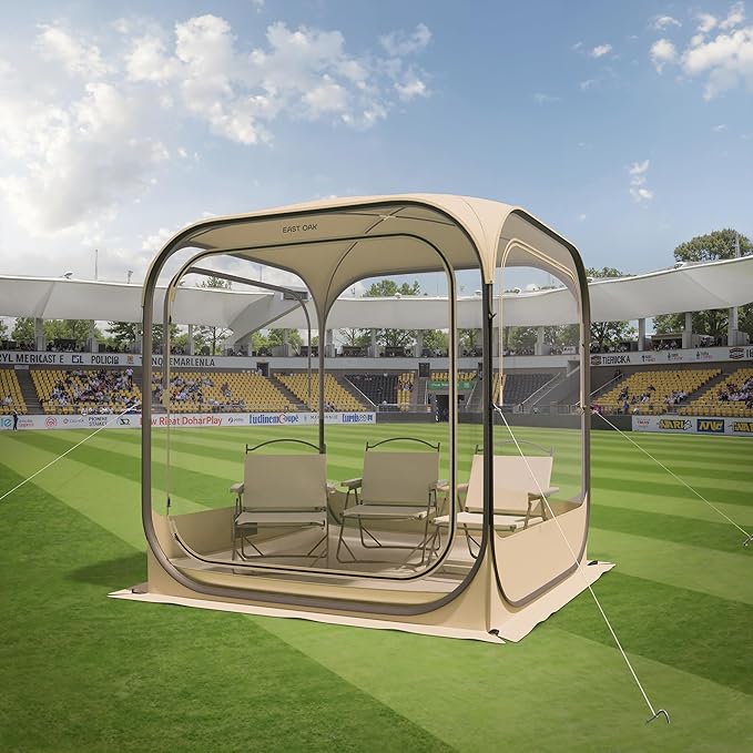 EAST OAK Clear Tent for Sport Events, Fishing & Outdoors | Pop Up Bubble Tent Instant Sun & Rain Shelter | No Condensation, Spacious Interior, Ultra Visibility | All Weather Protection | 2-3 Persons