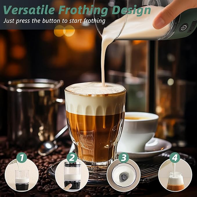 Hobsir Portable Electric Espresso Maker, Milk Frother Travel Coffee Machine for Camping, Car Coffee Maker with Frothing Base, USB-C, 3in1 Capsule, Portable Small Espresso Coffe Machine, Green