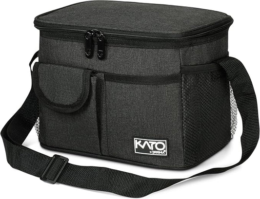 Tirrinia Insulated Lunch Box for Women Men, Leakproof Reusable Lunch Bag Containers for Adult,Working,Office,Lunch Soft Cooler Bag Tote for Picnic Hiking Beach,Black