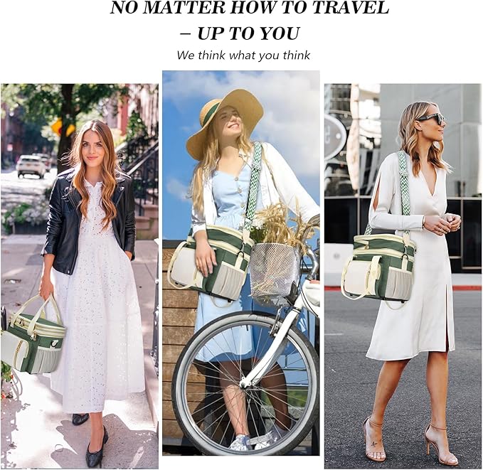 LOKASS Lunch Box for Women/Men-16L-Insulated Lunch Bag, Expandable Double-layer Leakproof Cooler Bag with Upgrade Adjustable Shoulder Strap Ideal for Work/Travel/Picnics（Army Green）