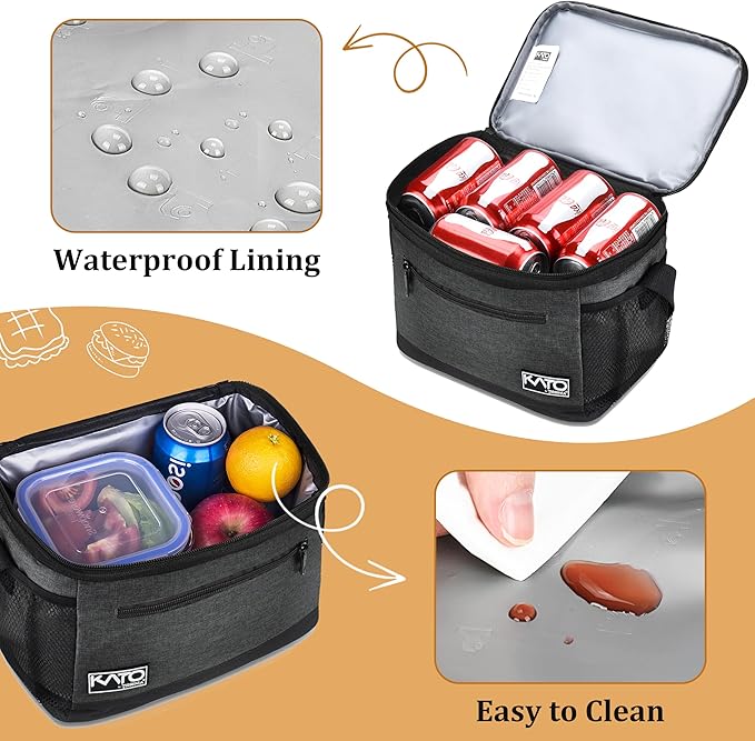 Tirrinia Insulated Lunch Box for Men/Women, Leakproof Thermal Lunch Bag for Office Picnic Work Beach Camping, Reusable Lunch Cooler Tote for Adult, Black