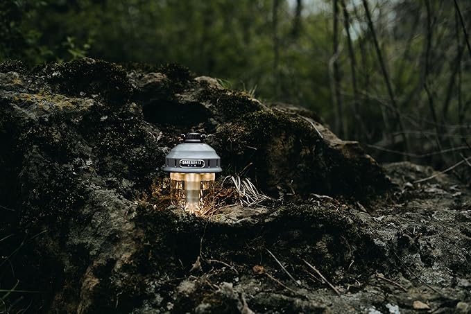 Barebones Beacon Hanging Light – State Grey, Rechargeable LED Camping Lantern with Adjustable Brightness – Weatherproof Vintage-Style Hanging Lantern for Outdoor Adventures and Year-Round Use