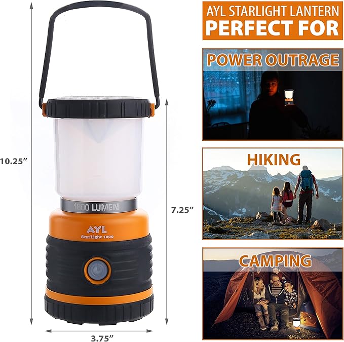 LED Camping Lantern Rechargeable, 1800LM, 4 Light Modes, 4400mAh Power Bank, IP44 Waterproof, Perfect Lantern Flashlight for Hurricane, Emergency, Power Outages, Home and More, with USB Cable (2 Pack)