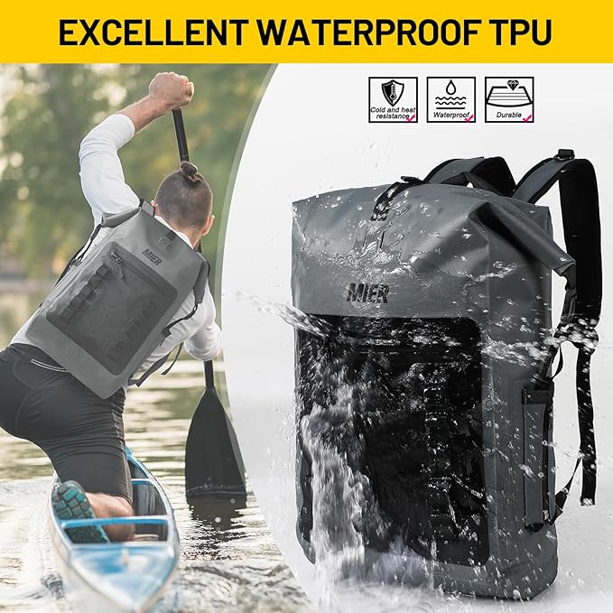 MIER Dry Bag Waterproof Backpack 30L Dry Sack Heavy Duty Roll-Top Closure for Kayaking, Beach, Boating, Swimming, Surfing