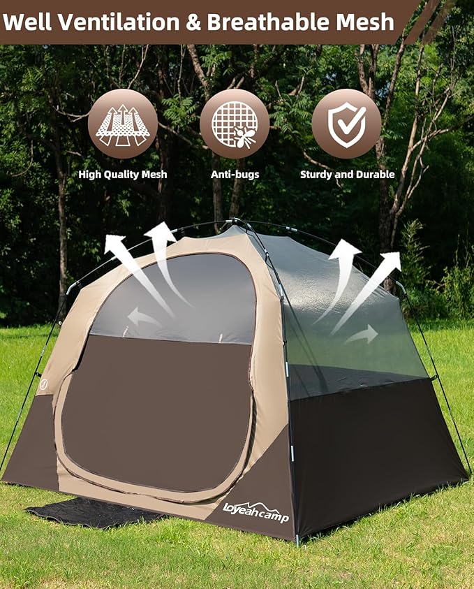 4 Person Blackout Camping Tent, Easy Setup Waterproof Family Dome Tent for Camping with Rainfly, Portable Double Layer Large Family Tent for Outdoor Camping&Hiking