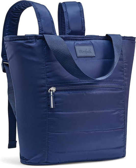 Fit & Fresh Insulated Cooler Bag - Leak Proof Waterproof Beach Cooler Backpack for Women, 18 Can Soft Insulated Tote Bag for Travel & Lunch, Midnight Blue