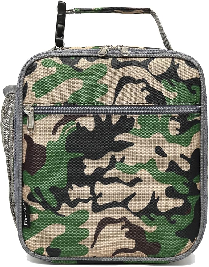 FlowFly Kids Lunch box Insulated Soft Bag Mini Cooler Back to School Thermal Meal Tote Kit for Girls, Boys, Forest