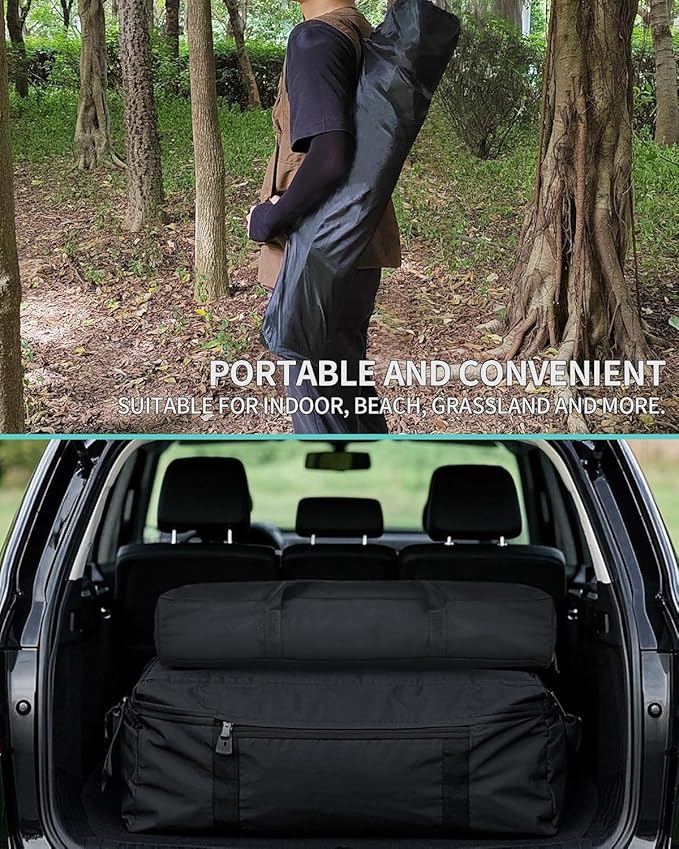 Camping IGT Folding Table, Portable for Outdoor Picnic, Ultralight with Carry Bag, Switchable Tabletop for Multi-Functional Use IGT Beach (Widen Black)