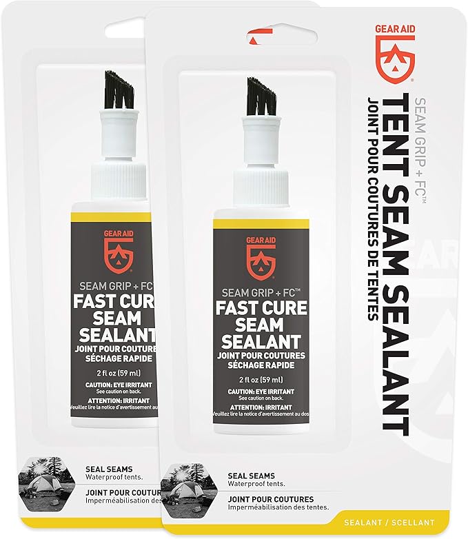 GEAR AID Seam Grip FC Fast Cure Sealant for Sealing Seams on Tents, Rainflies, Shelters, Awnings, Tarps and Pop-ups Made of Nylon, Vinyl, Clear, 2 fl oz