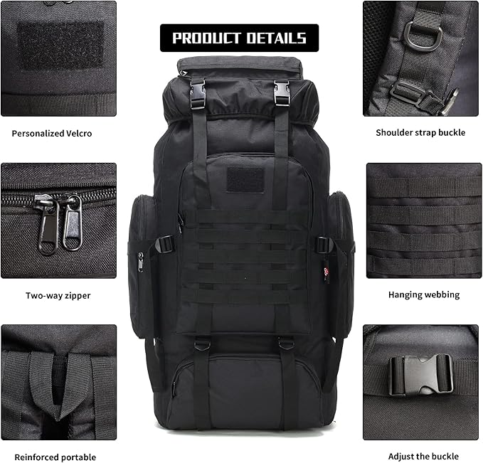 Hiking Backpack for Men 70L/100L Camping Backpack Military Rucksack Molle 3 Days Assault Pack for Climbing