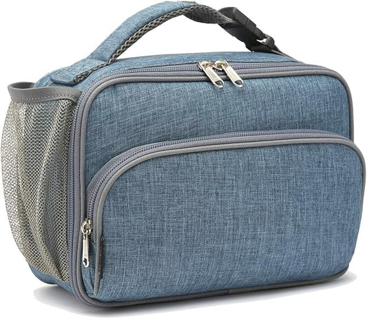 FlowFly Kids Lunch box Insulated Soft Bag Mini Cooler Back to School Thermal Meal Tote Kit for Girls, Boys,Navy