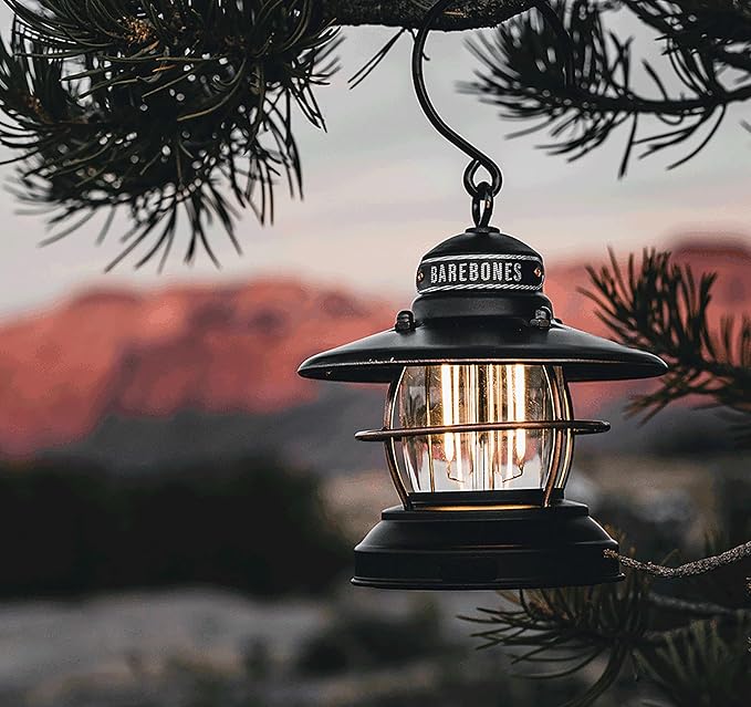 Barebones Edison Mini Vintage Adjustable LED Compact Outdoor Lantern - Essential Gear for Camping, Hiking, Fishing, Tents and Outdoor Adventures