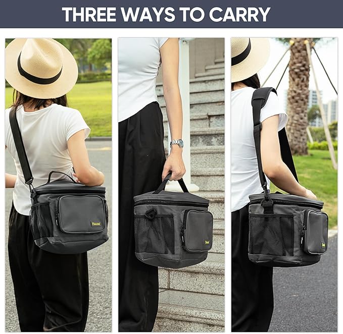 BALEINE Insulated Lunch Bag for Men Women, 22 Can Leakproof Cooler Bag with Adjustable Shoulder Strap for Work Picnic, Lunch Box for Women Men (Large, Black)