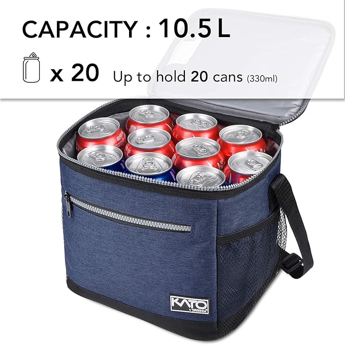 Tirrinia Large Insulated Lunch Box for Men/Women, Leakproof Thermal Lunch Bag for Office Picnic Work Beach Camping,Reusable Lunch Cooler Tote for Adult, Dark Blue