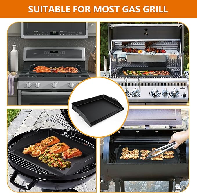 Universal Cast Iron Griddle 23" X 16",Pre-Seasoned Nonstick Coating Griddle Stove Top Griddle For All Gas Grills And 4 Burner Range Oven,Cast Iron Griddle For Stove Top With Extra High Sidewalls