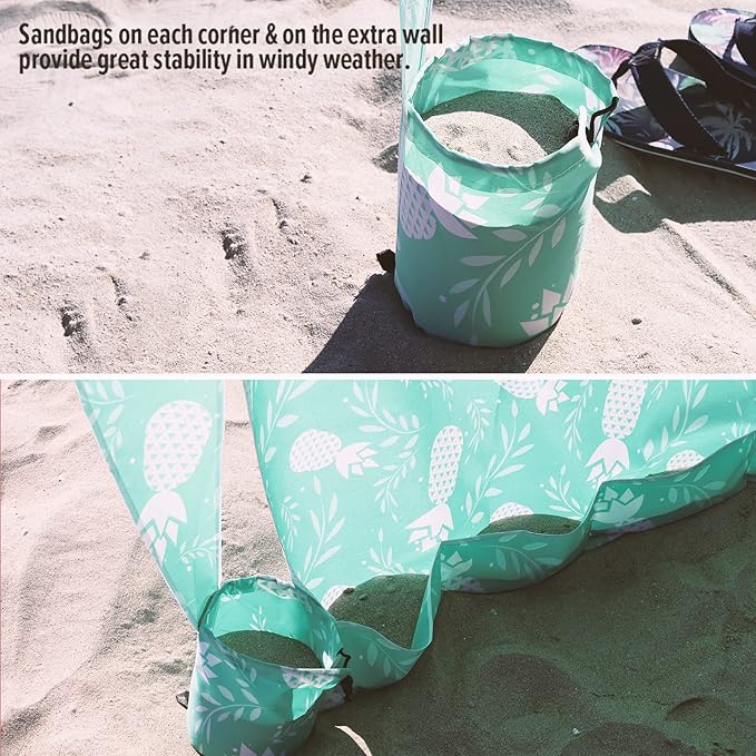 Qipi Beach Cabana - Easy to Set Up Canopy, Waterproof, Portable 6' x 6' Beach Shelter, Included Side Wall, Shade with UPF 50+ UV Protection, Ultimate Sun Umbrella - for Kids, Family & Friends