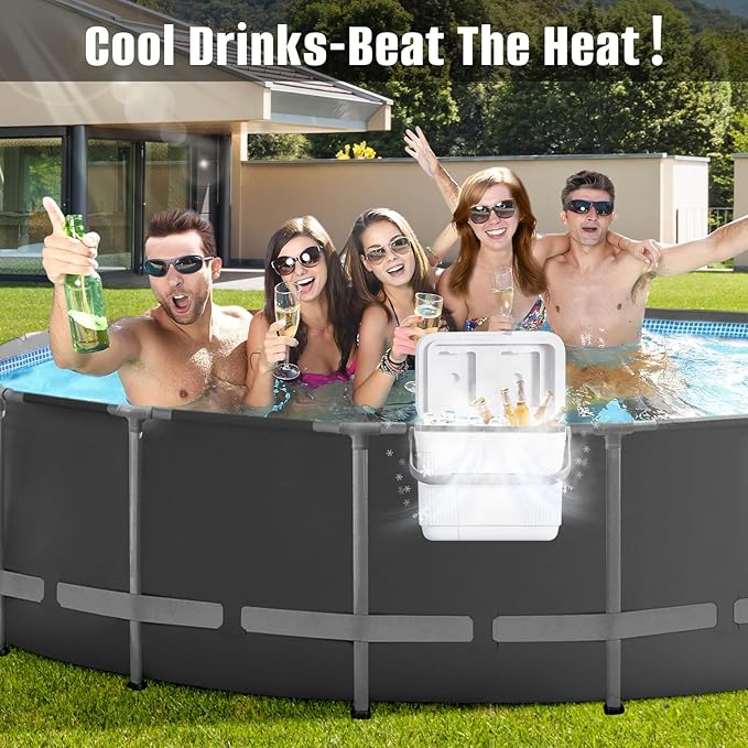 Above Ground Pool Cooler Up to 12 Hours,Poolside Ice Keeper 11 QT with Handle for Backyard Swimming Pool,Portable Ice Box for Beach Camping Ice Bath,Pool Accessories for Summer Party
