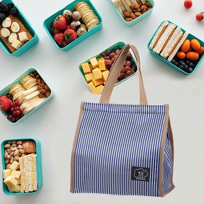 PATIKIL Insulated Lunch Bag, Oxford Cloth Waterproof Lunch Tote Bag Thermal Portable Lunch Box Food Container for Work Office Picnic Outdoor, 10.24"x6.69"x10.24", Blue