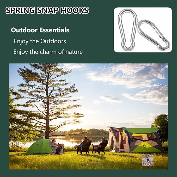 M5 Spring Snap Hook Carabiners, Carabiner Clip, Heavy Duty Galvanized Steel Spring Clip, Quick Link Key Chain for Swing Hammock Gym Outdoor, Holding Capacity