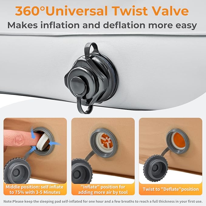 KingCamp Self Inflating Sleeping Pad for Camping Ultra Thick Double Single Foam Mattress High R Value Camping Air Pad Mat, Multi Colors & Sizes