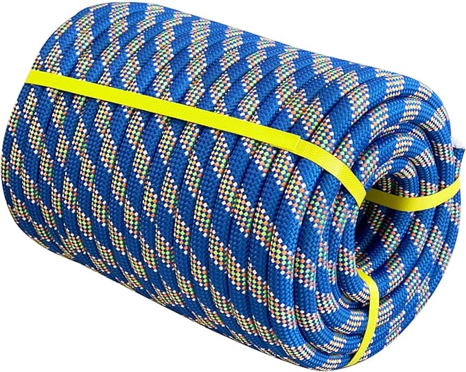 Double Braided Arborist Rope - 3/4 Inch x 50 Feet - High Strength Polyester Outdoor Rope for Tree Work, Nautical, Halyard, Sailing (Blue)