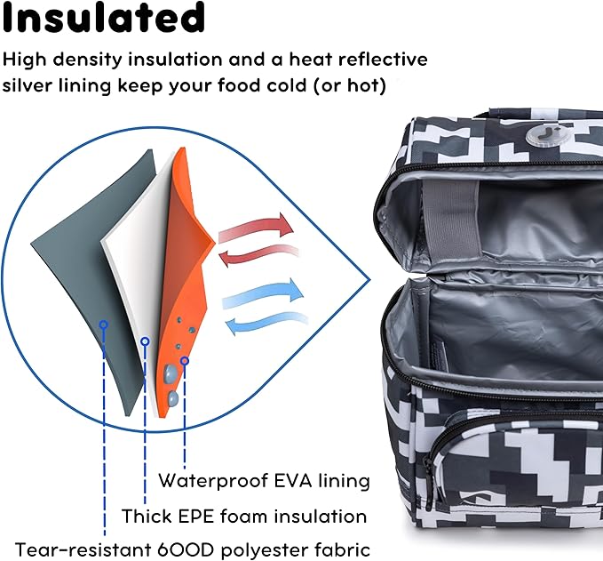 J World Corey Kids Lunch Bag. Insulated Lunch-Box for Boys Girls, Camo