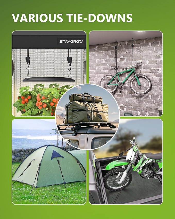 Kayak Straps Tie Downs 4 Pack, Roof Rack Straps Adjustable Ratchet Tie Down Straps with Lock S Hooks, 1/4 Inch 12 Feet Ratchet Straps Heavy Duty for Small Cargo, Kayak, Packing, Camping Gear